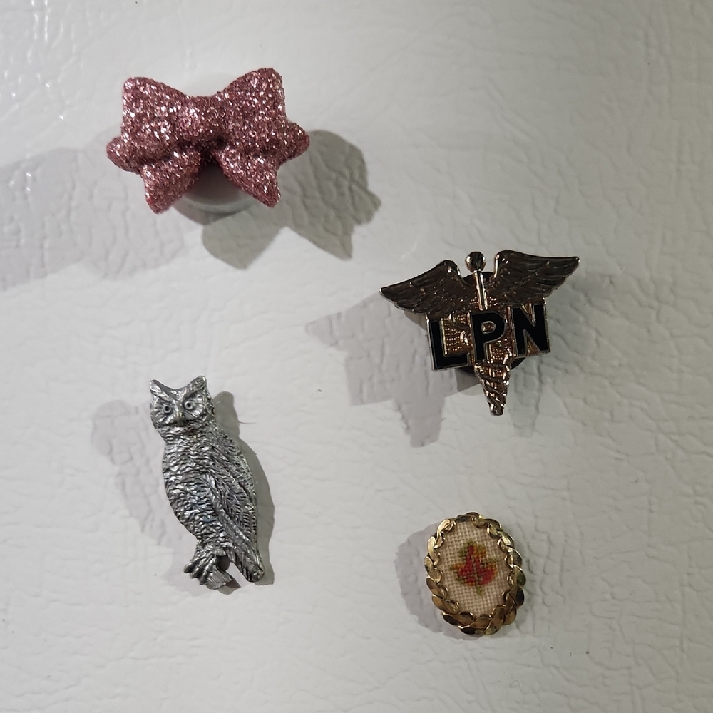 Handmade/Repurposed Set of Four Unique Magnets
